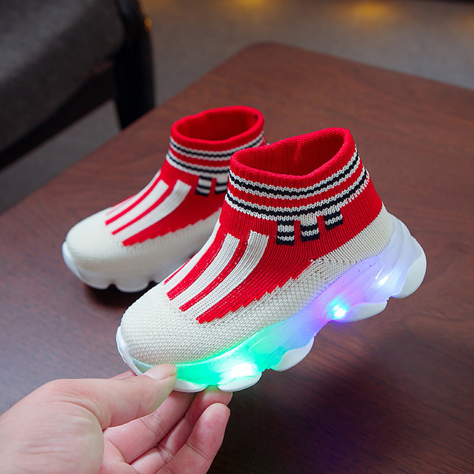 Akiihool Babys Sneakes Baby Shoes Breathable First Walking First Walkers Unisex Sneaker (Red,8)